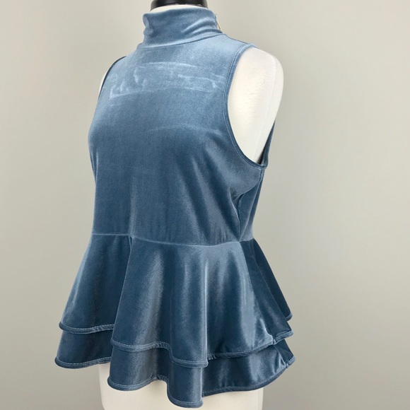 NEW {Torn by Ronny Kobo} Ricki Velvet Peplum Top - Picture 4 of 8